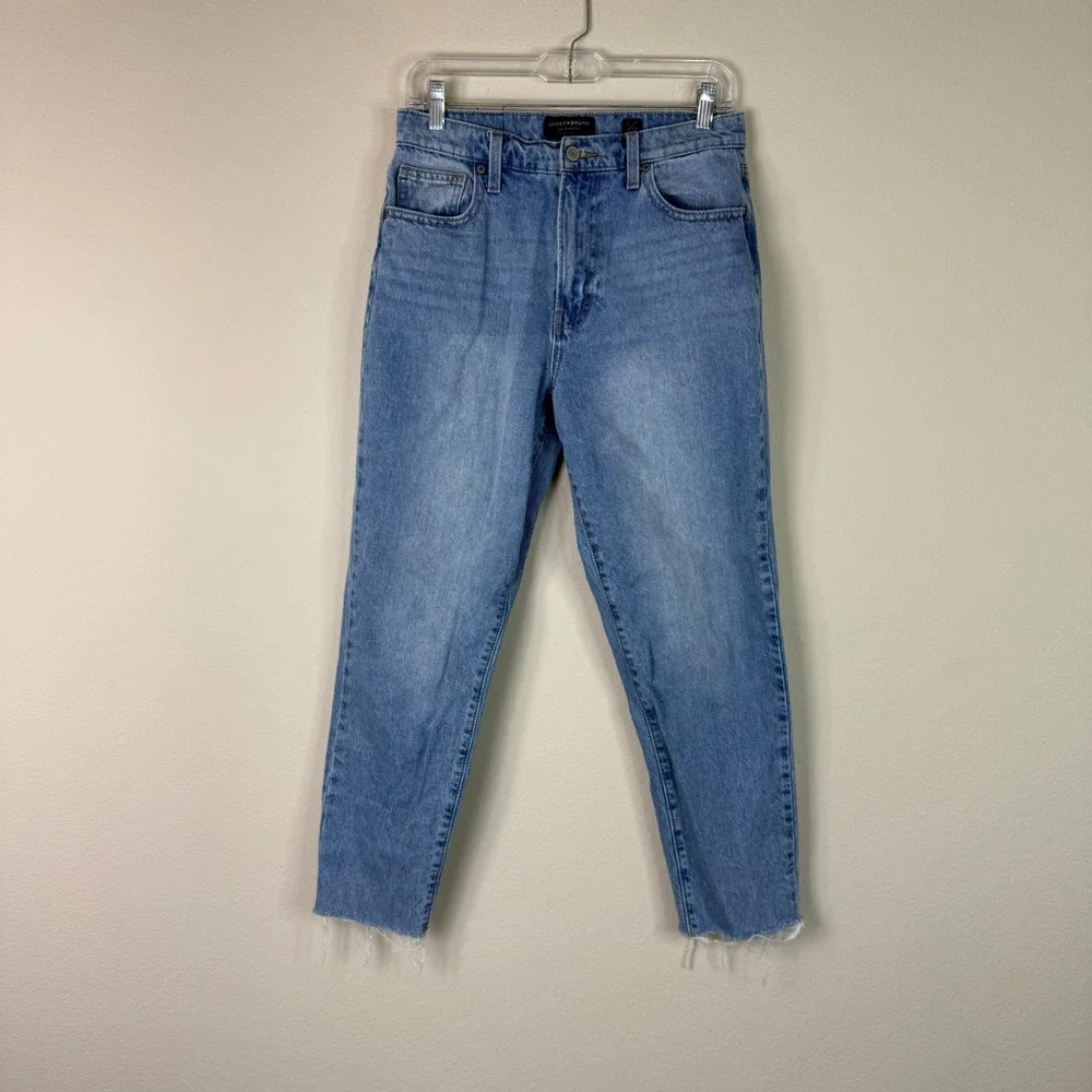 Lucky Brand Women's High Rise Frayed Hem Mom Jeans Drew Denim Size 6/28